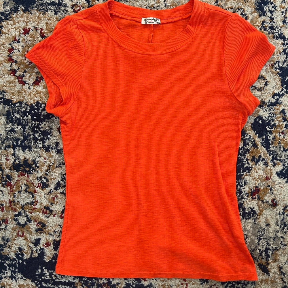 Free People orange short sleeve tee